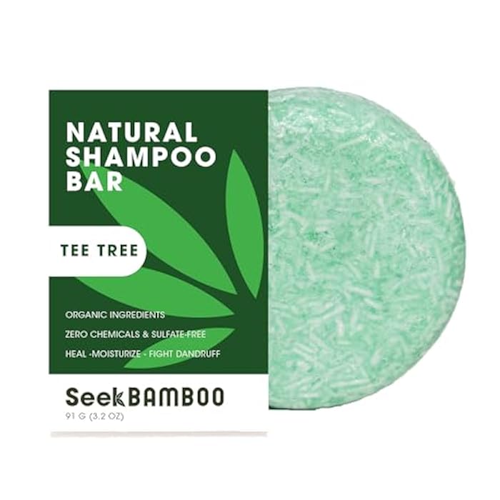 Seek Bamboo | Tea Tree Shampoo Bar – Natural Anti-Dandruff & Scalp Care | SLS-Free, Plastic-Free, Soothes Irritation & Refreshes Hair, Eco-Friendly Hair Care (Tea Tree) - Image 1