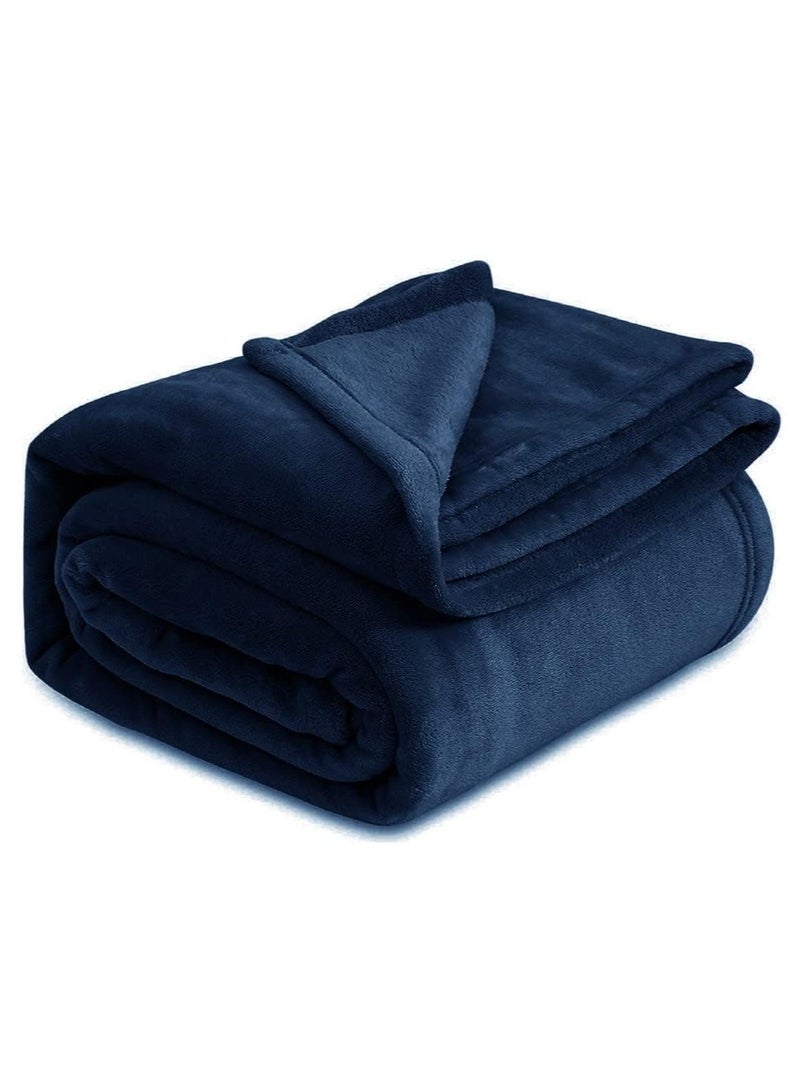 BSB HOME BSB HOME® 300 GSM Premium Plush Single Blanket for Bed, Sofa, Couch, Travel and Camping AC Blanket | 150 x 220cm  |Blue | SOLID FLANNEL  - Image 1