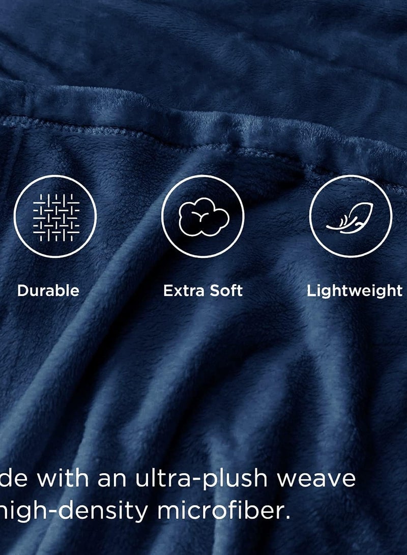 BSB HOME BSB HOME® 300 GSM Premium Plush Single Blanket for Bed, Sofa, Couch, Travel and Camping AC Blanket | 150 x 220cm  |Blue | SOLID FLANNEL  - Image 4