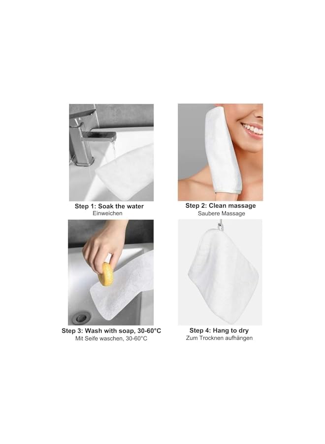 The Bros Pack of 10 Microfibre Body Wash Mitts, Soft Face Cleansing Mitts, Bath SPA Terry Cloth, Reusable Makeup Remover Mitt Gloves, 15x20 cm, White  - Image 5