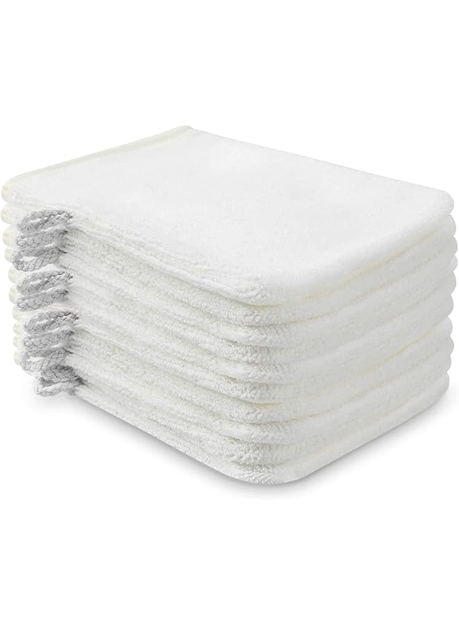 The Bros Pack of 10 Microfibre Body Wash Mitts, Soft Face Cleansing Mitts, Bath SPA Terry Cloth, Reusable Makeup Remover Mitt Gloves, 15x20 cm, White  - Image 1