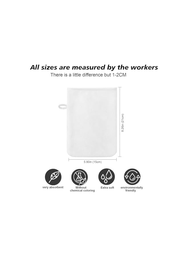 The Bros Pack of 10 Microfibre Body Wash Mitts, Soft Face Cleansing Mitts, Bath SPA Terry Cloth, Reusable Makeup Remover Mitt Gloves, 15x20 cm, White  - Image 2