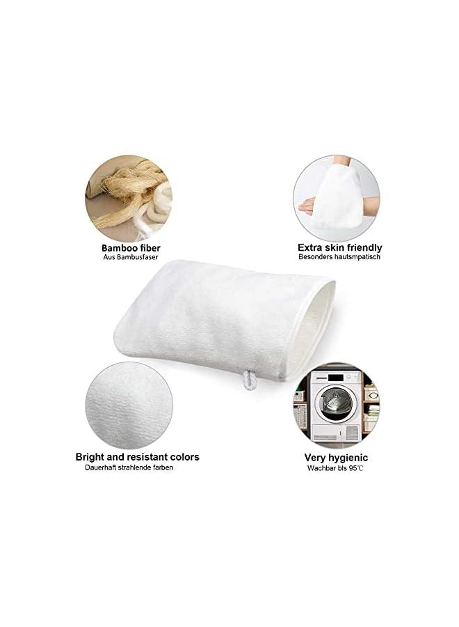 The Bros Pack of 10 Microfibre Body Wash Mitts, Soft Face Cleansing Mitts, Bath SPA Terry Cloth, Reusable Makeup Remover Mitt Gloves, 15x20 cm, White  - Image 4