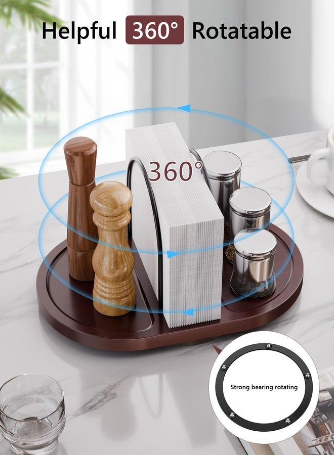 Primo Lines Napkin Holder for Table, Rotating Standing Napkin Dispenser with Salt and Pepper Shakers Caddy Placing Space, Rustic Metal Caddy Napkin Storage for Table Kitchen Countertop, Dining Table Decor - Image 2