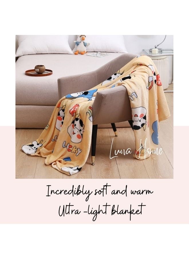 LUNA Home Fleece Blanket 200*230cm SFleece blanket 200*230cm very soft flannel blanket, yellow.  - Image 4