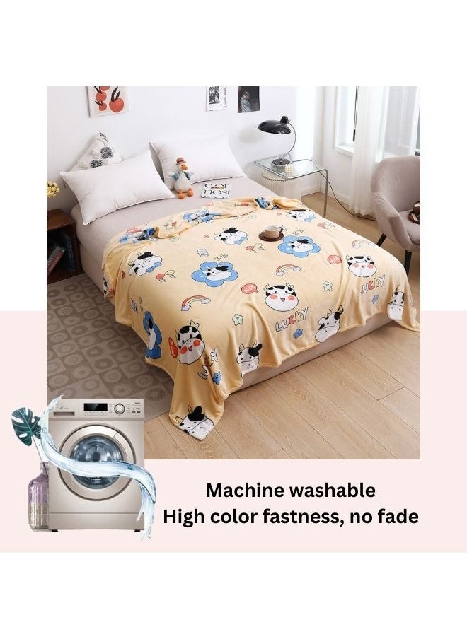 LUNA Home Fleece Blanket 200*230cm SFleece blanket 200*230cm very soft flannel blanket, yellow.  - Image 3
