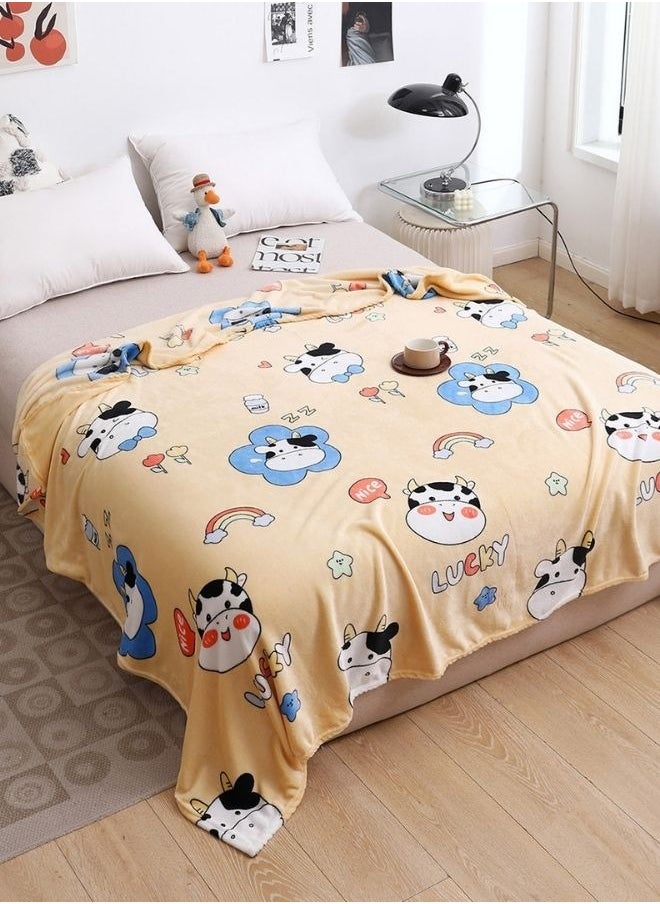 LUNA Home Fleece Blanket 200*230cm SFleece blanket 200*230cm very soft flannel blanket, yellow.  - Image 1
