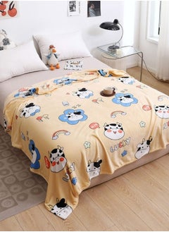 LUNA Home Fleece Blanket 200*230cm SFleece blanket 200*230cm very soft flannel blanket, yellow.  - Image 1