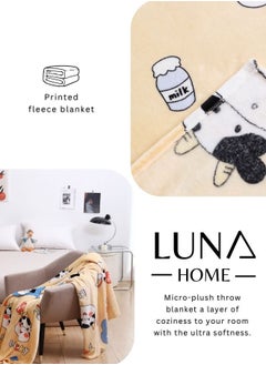 LUNA Home Fleece Blanket 200*230cm SFleece blanket 200*230cm very soft flannel blanket, yellow.  - Image 5