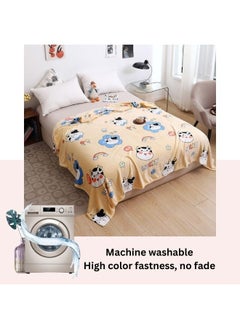LUNA Home Fleece Blanket 200*230cm SFleece blanket 200*230cm very soft flannel blanket, yellow.  - Image 3