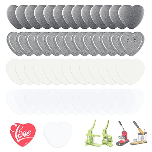 Happizza HeartShaped 224 inch57mm Button Parts for Button Maker Machine Heart Shape Button Supplies Badge Button Making Supplies Includes Metal Cover Button Back Cover Clear FilmBlank Paper