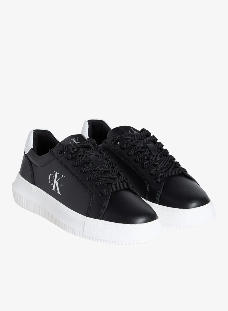 Calvin Klein Jeans Black/Bright White Leather Sneakers for Women | Best Price UAE
