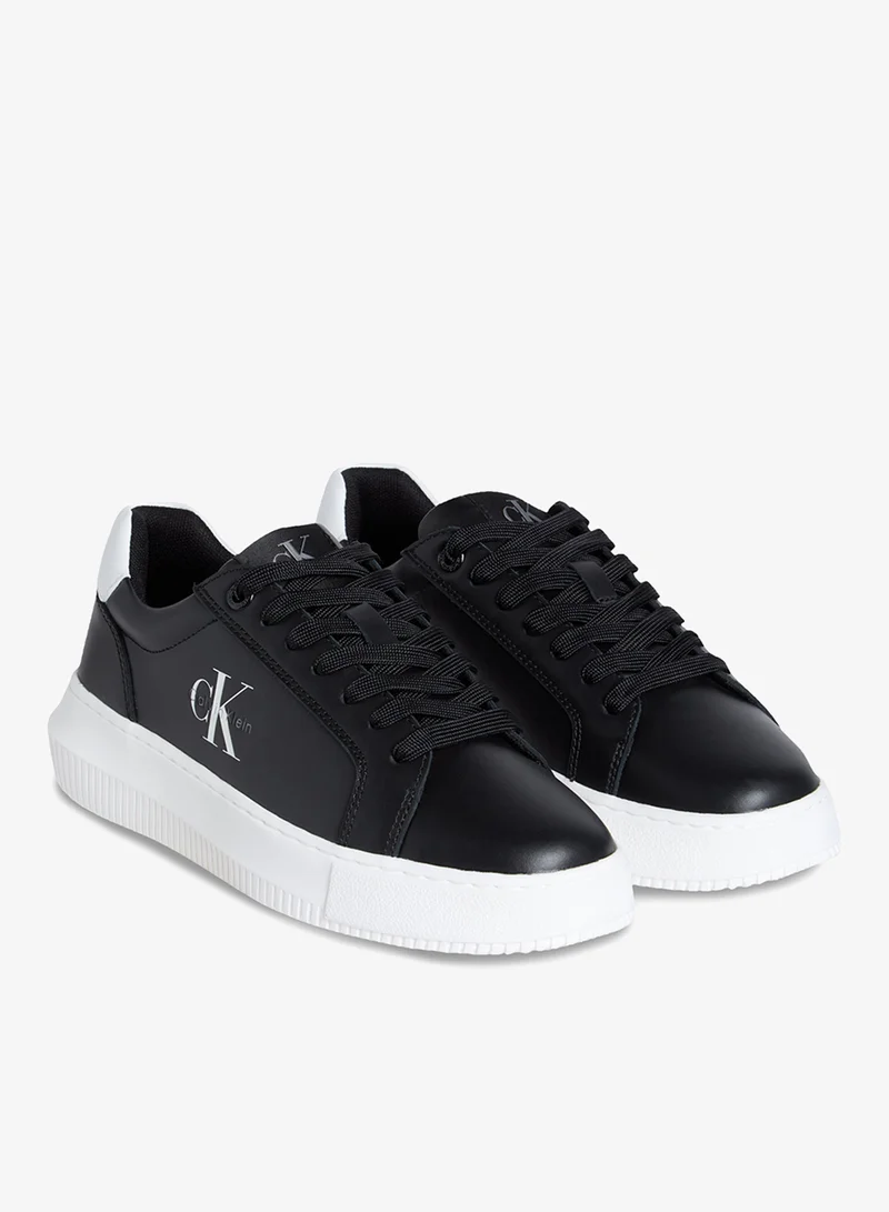 Calvin Klein Jeans Black/Bright White Leather Sneakers for Women | Best Price UAE