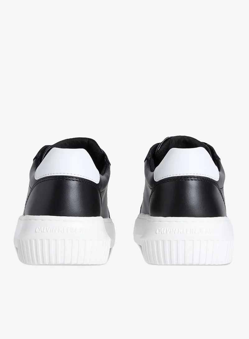 Calvin Klein Jeans Black/Bright White Leather Sneakers for Women | Best Price UAE