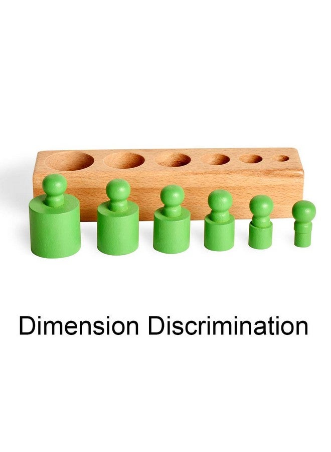 BOHS Montessori Knobbed Cylinders Blocks - 6 Pegs / 6.7 Inches - Colorful Wooden Early Home School Toys - 4pcs Set - Image 5