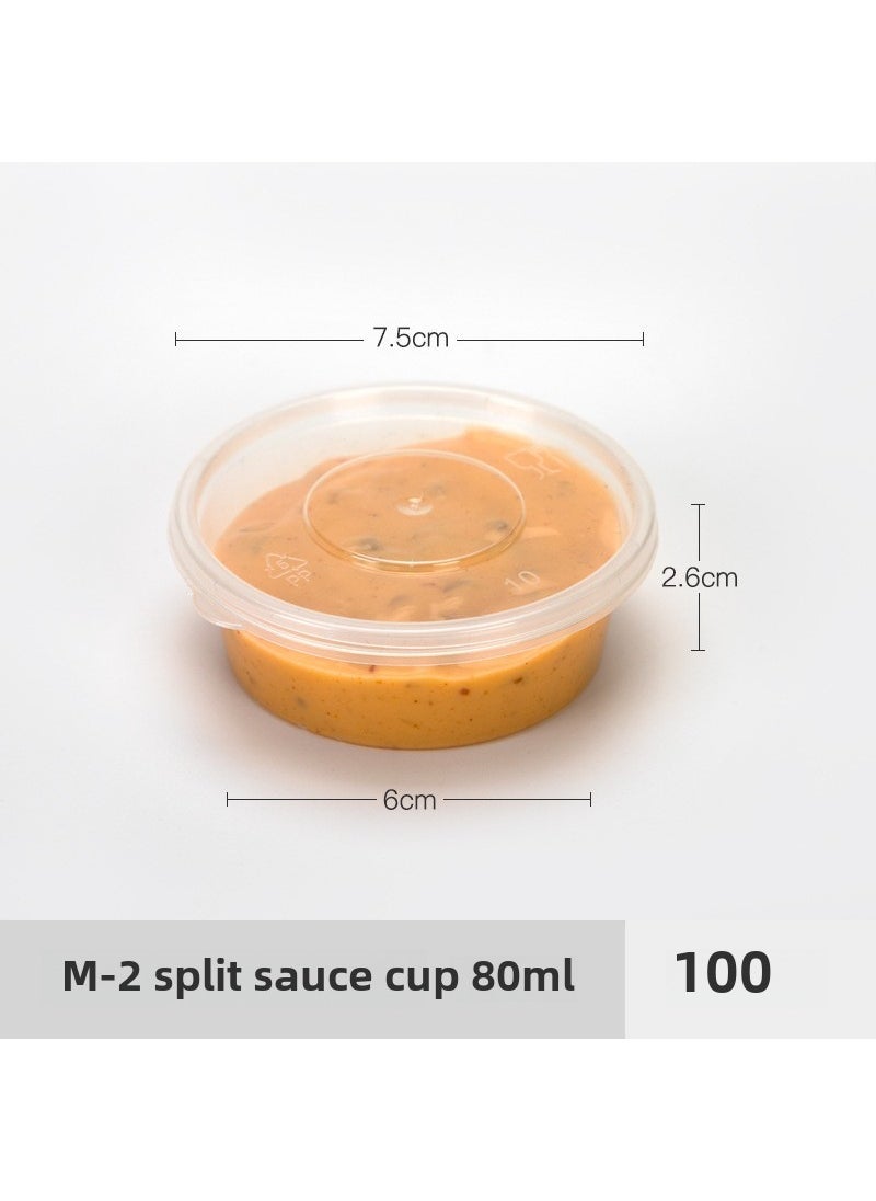 Disposable Sauce Cups with Lids 80ml round split 100 pieces