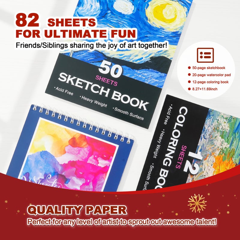 GOTIDEAL 143 Piece Kids Art Kits,Art Supplies with 3 Drawing Pads,Waterclolr Paints,Crayons,Colored Pencils,Paint Set in Wooden Case,Professional Art Kit Gift,Kids,Teens,Beginnersï¼ˆAuburnï¼‰ - Image 4