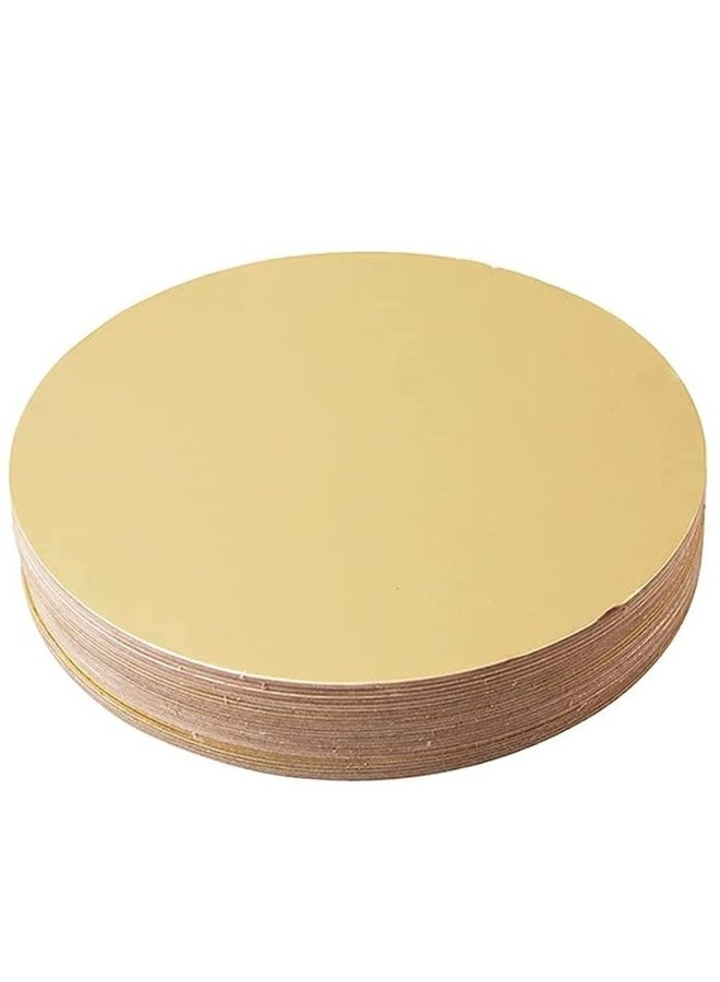 Bakerelation 9 Inches Cake Base Circle Round Cake Board Corrugated Pack of 50, Cardboard Disposable Cake Pizza Circle Scalloped Gold Tart Decorating Base Stand
