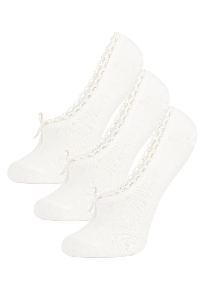 DeFacto White Woman 3 piece Babet Socks Casual - Image 1