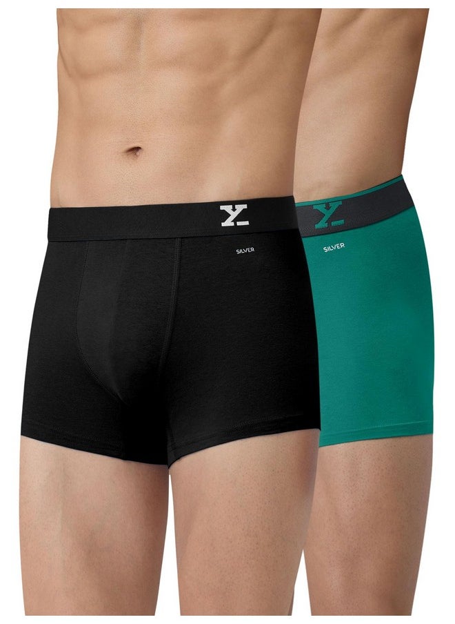 XYXX XYXX Men Micro Modal Trunk, Snug Fit, Solid, Pack of 2, XYTRNK2PCKN416XL, Black+Navigate, XL  - Image 1