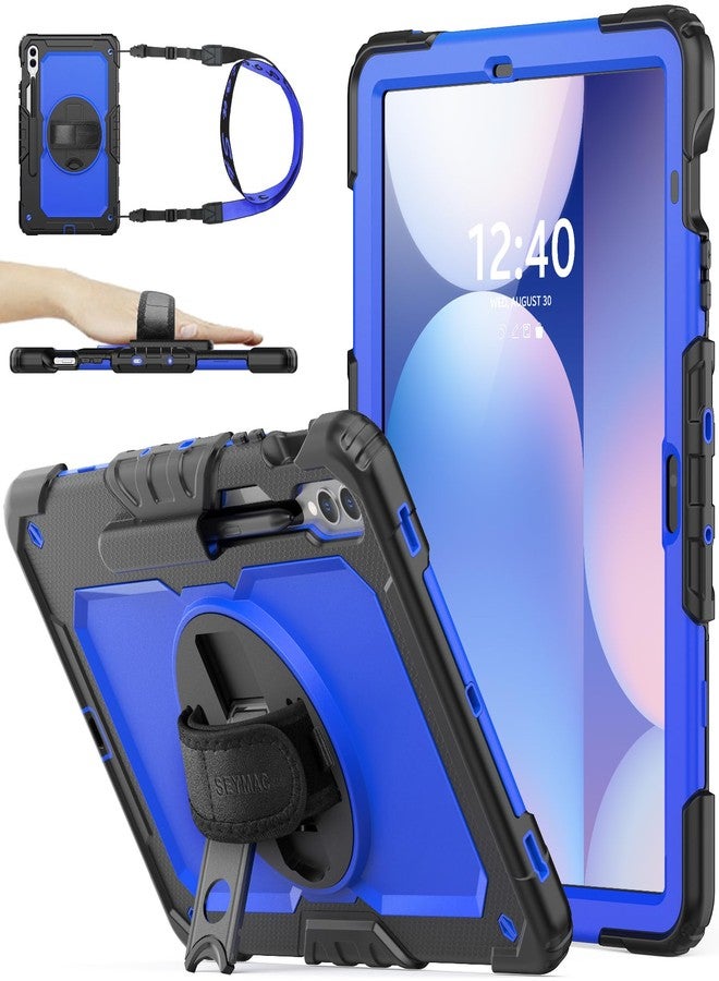 SEYMAC stock جراب SEYMAC الأصلي لجهاز سامسونج جالاكسي تاب S10 بلس/ S9 FE بلس/ S9 بلس 5G اللوحي مقاس 12.4 بوصة، مزود بواقي شاشة وحامل قلم [حزام يد دوار 360 درجة] وحامل، مقاوم للصدمات، أزرق 1 - Image 1