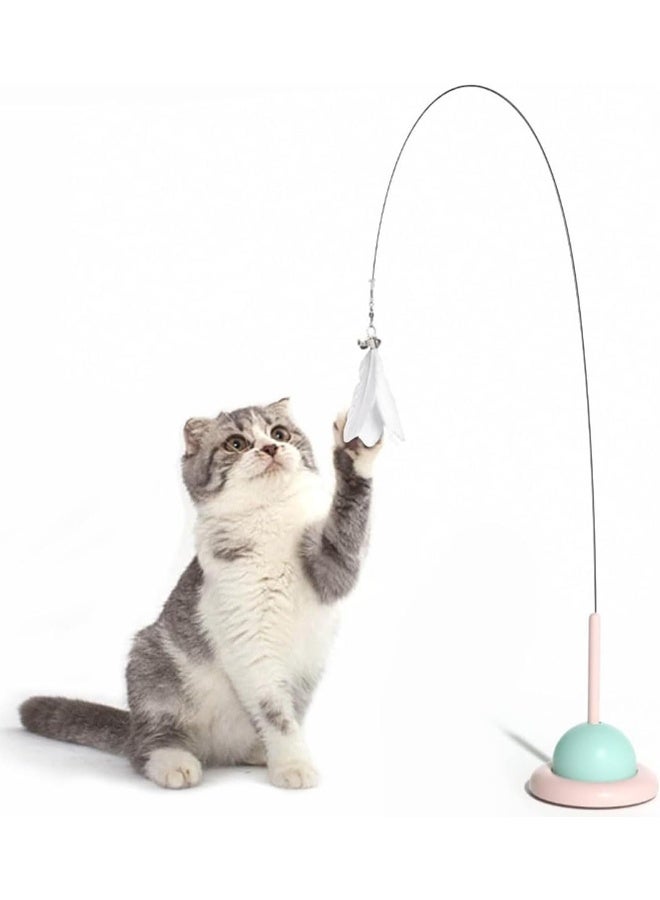 NeoStyle Cat Feather Toys, Cat Wand Toy with Powerful Suction Cup, Interactive Cat Toy Detachable Feather Replacements with Bell for Indoor Cats