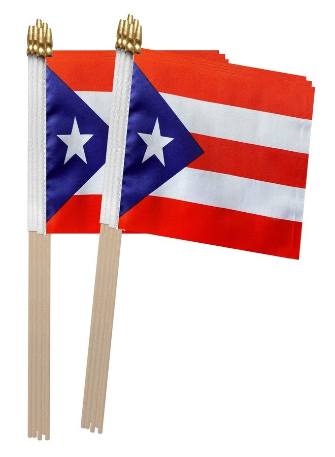 TSMD Puerto Rico Stick Flag Puerto Rican Small Mini Hand Held Flags,5x8 Inch,12 Pack - Image 1