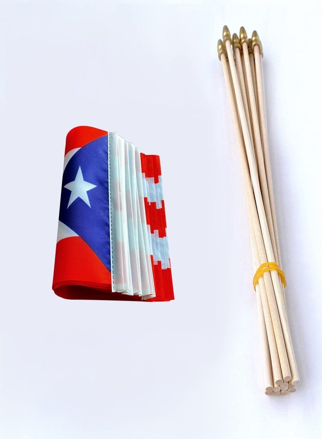 TSMD Puerto Rico Stick Flag Puerto Rican Small Mini Hand Held Flags,5x8 Inch,12 Pack - Image 3