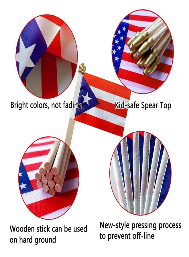 TSMD Puerto Rico Stick Flag Puerto Rican Small Mini Hand Held Flags,5x8 Inch,12 Pack - Image 4