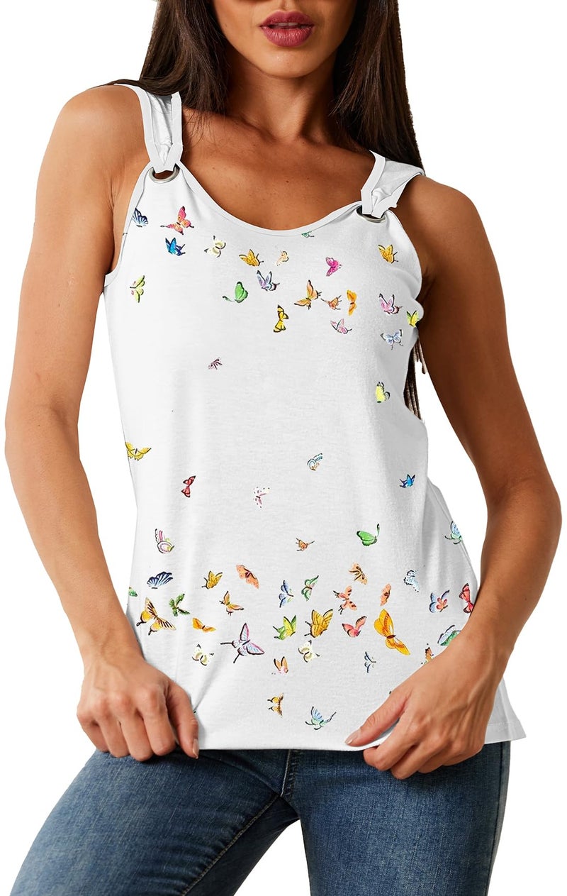 SAUKOLE Sleeveless Tank Tops for Women Trendy Summer T Shirts Cute Floral Print Dressy Casual Yoga Workout Shirt Blouse Girls Y2K Top - Image 2