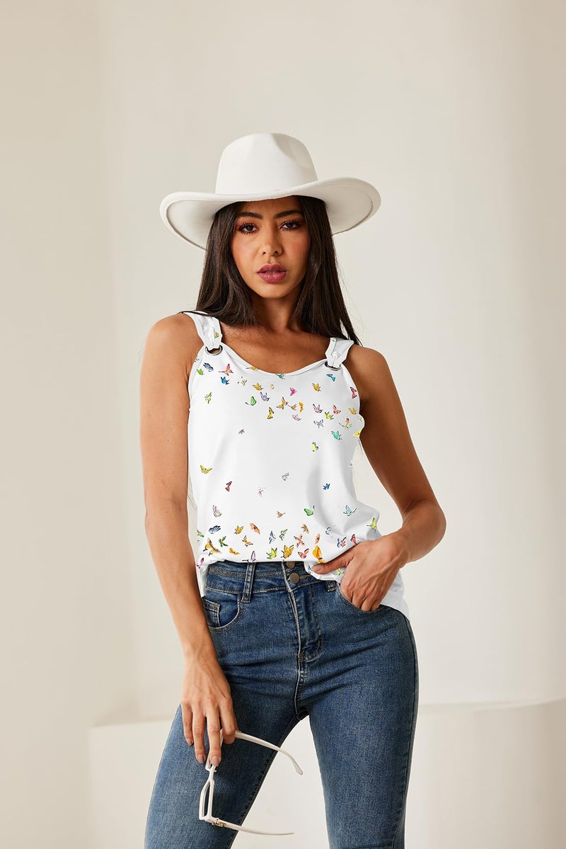 SAUKOLE Sleeveless Tank Tops for Women Trendy Summer T Shirts Cute Floral Print Dressy Casual Yoga Workout Shirt Blouse Girls Y2K Top - Image 4