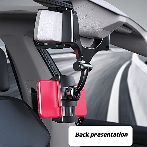 VAGURFO Rear View Mirror Phone Holder Mount, Car Phone Bracket/Stand with 270° Swivel and Adjustable Clips, Universal Smartphone Cradle, Black - Image 4