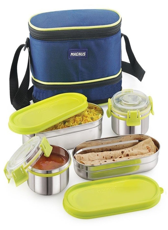 Magnus Avanza 4 - Stainless Steel Leakproof Lunch Box for Kids with Klip Lock & Insulated Bag | Airtight BPA-Free Tiffin | Ideal Lunch Boxes for Office Men, Women, School | Durable Food Containers - Image 1