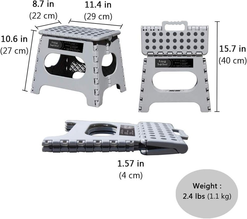 BEEANDEE Non-Slip Folding Step Stool, Sturdy Safe Enough - Holds up to 300 Lb - 11 inch Footstool for Adults or Kids, Folding Ladder Storage/Opens Easy, for Kitchen,Toilet,Camping (Light Grey, 11'') - Image 3