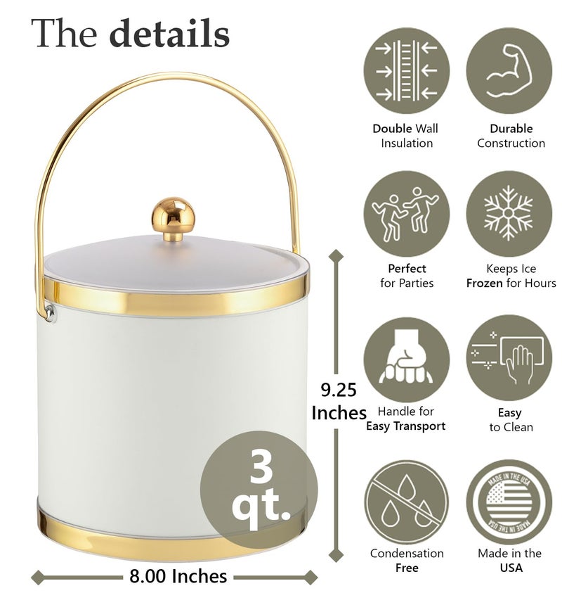 Kraftware Sophisticates Ice Bucket, 3 Quart, White - Image 2