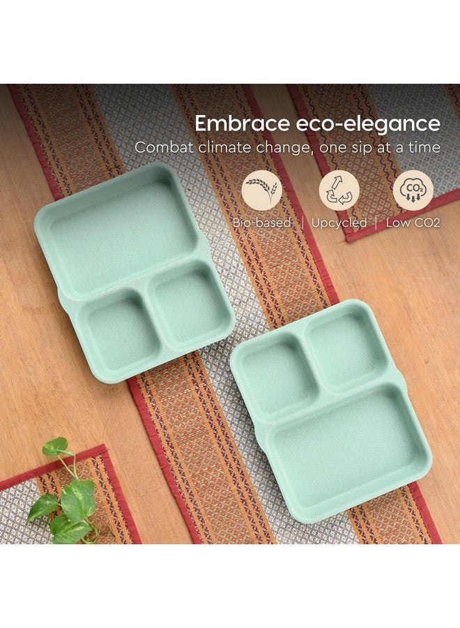 Eha Earth Friendly 3 Partition Plates for Kids | Plate Set of 4 | 8 inch | Made with Rice Husk Biocomposite | Breakfast Plates | Unbreakable Dinner Plates Set | Microwave Safe Plates | Multicolor - Image 5