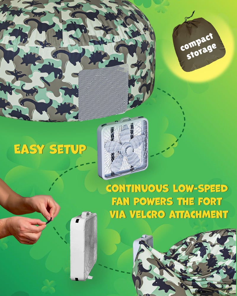 Skywin Inflatable Tent for Kids (Dino-Camo), Classic Inflatable Air Tent for Kids Sets Up and Stores Away in Seconds, Improved Blow up Fort (Fan NOT Included) - Image 4