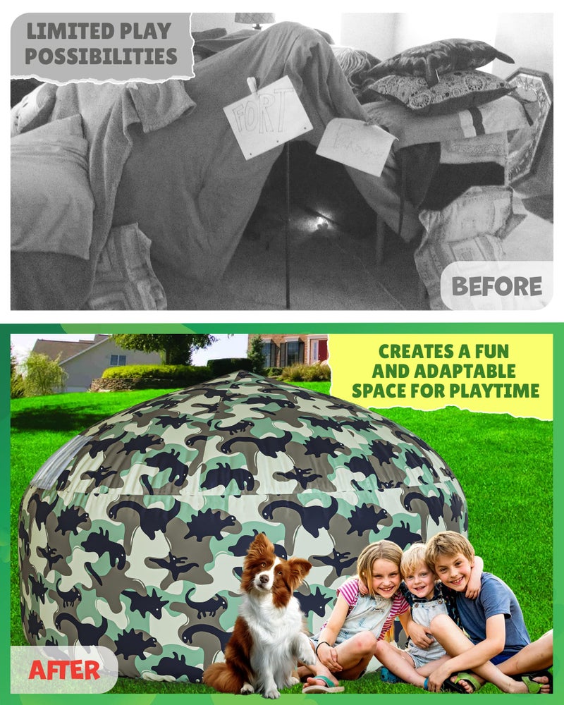 Skywin Inflatable Tent for Kids (Dino-Camo), Classic Inflatable Air Tent for Kids Sets Up and Stores Away in Seconds, Improved Blow up Fort (Fan NOT Included) - Image 5