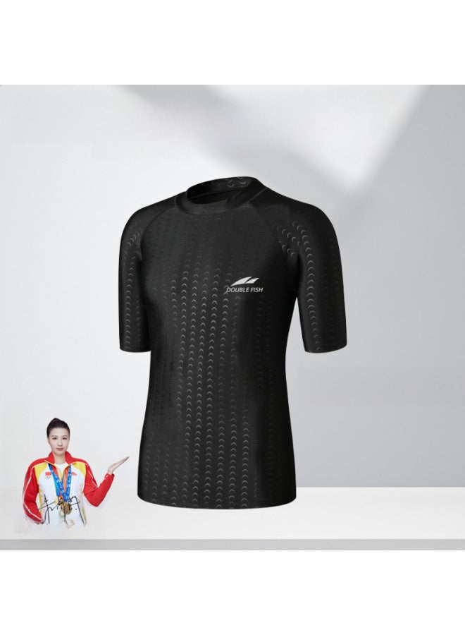 Loquat Pisces Men's Shark-like Swimsuit Plus Size Five-point Quick-drying Anti-embarrassment Sun Protection Boxer Swimming Trunks Professional Swimming Suit-Color:Imitation Shark Swimming Trunks + Swimming - Image 3