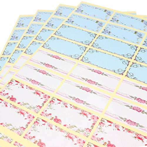 Wisdompro Floral Label Stickers, 192 Pcs Self Adhesive Gift Tag Stickers Blank Write on Label for Essential Oil Bottles, Jars and Food Containers - 2.5 x 1.2 inch - Image 2