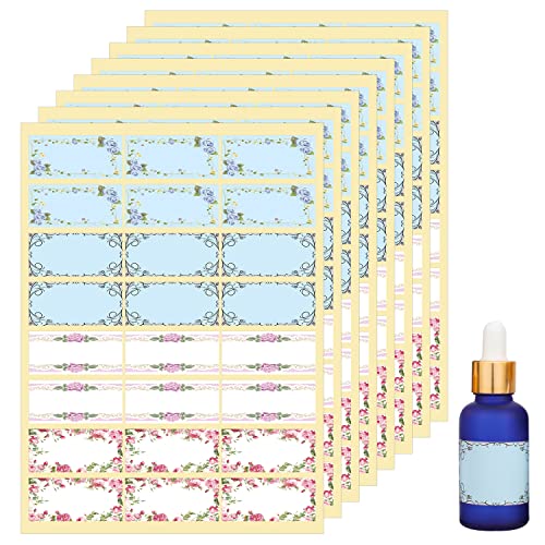 Wisdompro Floral Label Stickers, 192 Pcs Self Adhesive Gift Tag Stickers Blank Write on Label for Essential Oil Bottles, Jars and Food Containers - 2.5 x 1.2 inch - Image 1
