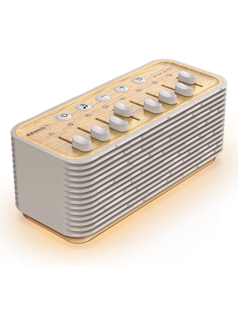 EZVALO White Noise Sound Machine with Night Light, Bluetooth Speaker & Sleep Timer, Wood Finish - Image 1