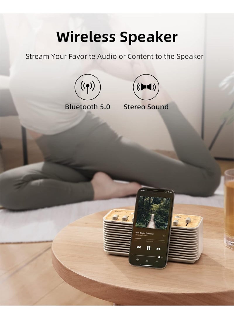 EZVALO White Noise Sound Machine with Night Light, Bluetooth Speaker & Sleep Timer, Wood Finish - Image 3
