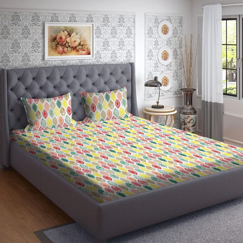 RRC RRC Super Soft Cotton Printed King Bedsheet with Pillow Covers160TC Premium Flat Bed Sheet 108X108Inches King Size Bedsheet  - Image 1