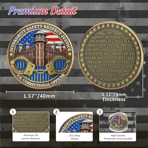 IELCJJ Original Thin Silver Line Challenge Coin - Correctional Officer Prison Police Thin Gray Line Token Medallions - Thank You Law Enforcement Corrections Officer Gifts - Honor US Correctional Officers - Image 3