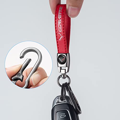 TACOMA Genuine Leather Car Keychain Fit for Corvette C4 C6 C5 C7 C8 Z06 Key Chain for Men and Women Family Present Key Ring AccessoriesRed - Image 5