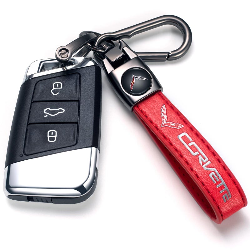 TACOMA Genuine Leather Car Keychain Fit for Corvette C4 C6 C5 C7 C8 Z06 Key Chain for Men and Women Family Present Key Ring AccessoriesRed - Image 4