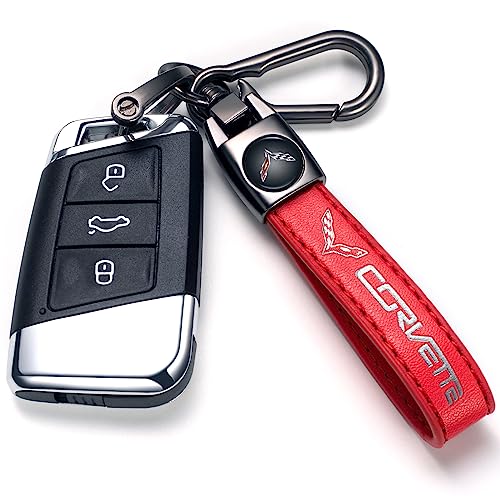 TACOMA Genuine Leather Car Keychain Fit for Corvette C4 C6 C5 C7 C8 Z06 Key Chain for Men and Women Family Present Key Ring AccessoriesRed - Image 3