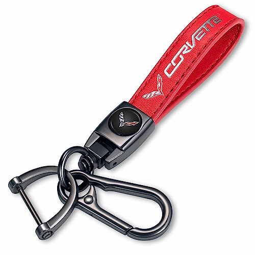 TACOMA Genuine Leather Car Keychain Fit for Corvette C4 C6 C5 C7 C8 Z06 Key Chain for Men and Women Family Present Key Ring AccessoriesRed - Image 1