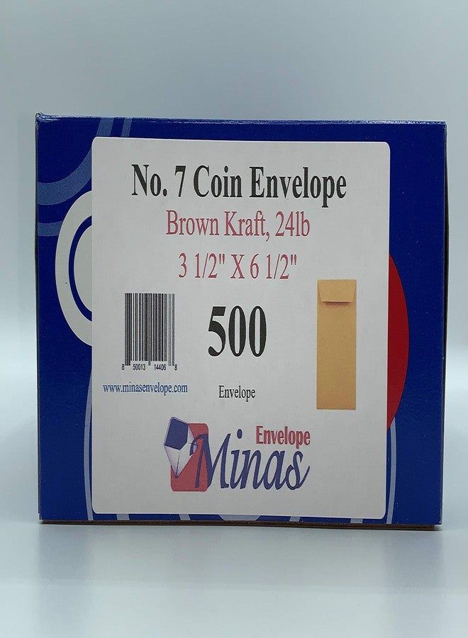 Minas Envelope 500 Minas Envelope Coin/Cash/Small Parts #7 Kraft Envelopes, 3-1/2" X 6-1/2", 24lb, 500/box - Image 5